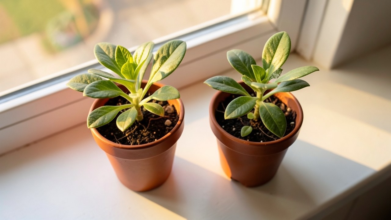Two small plants in pots, one under a spotlight representing interest subsidy, the other in the shade