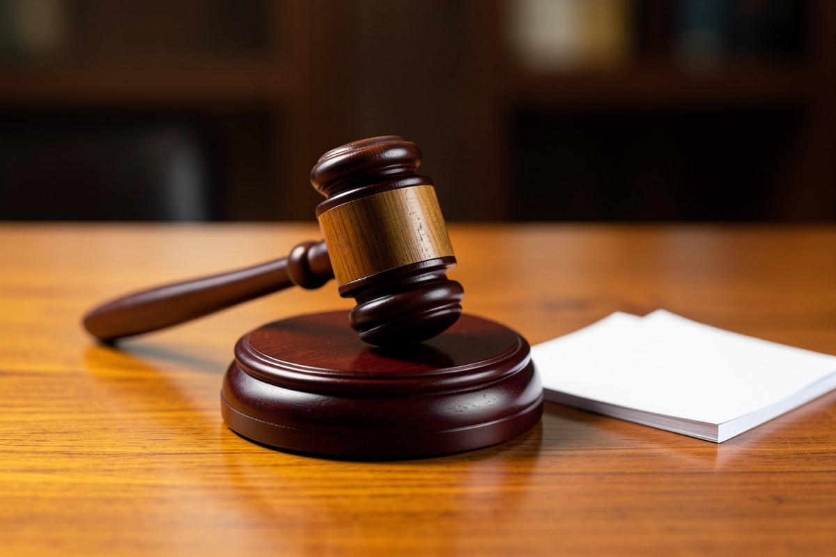 A gavel resting on a sound block, symbolizing legal terms and agreements